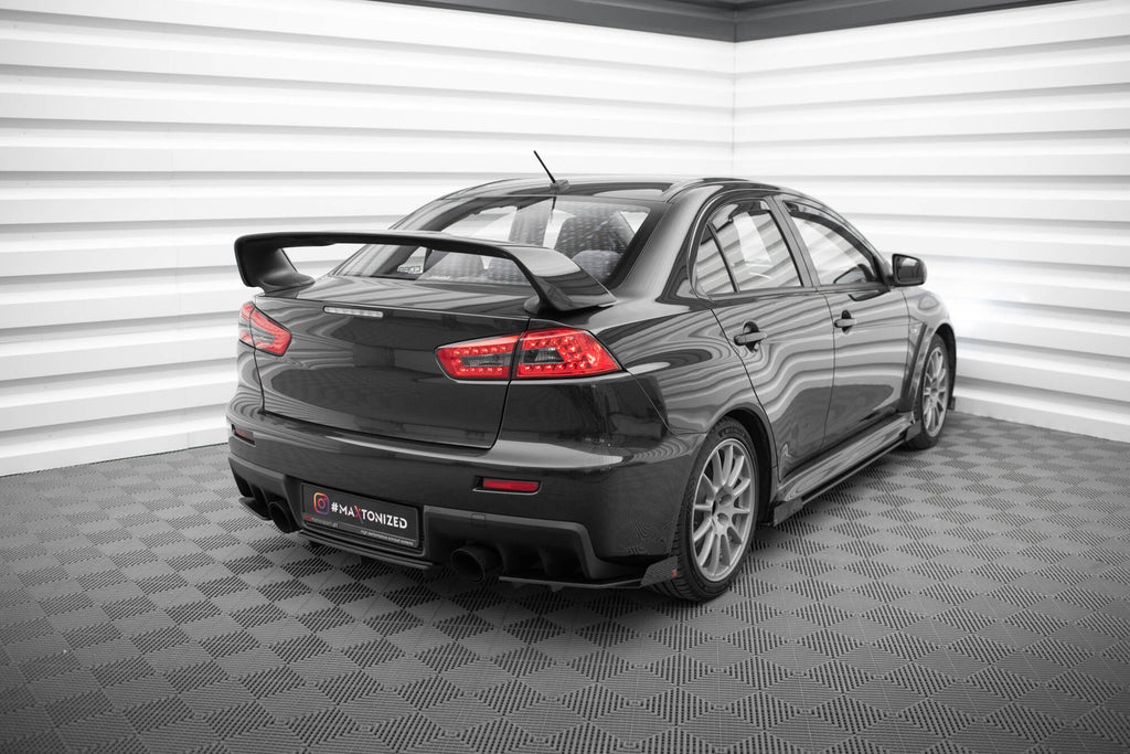 Maxton Design Street Pro Heck Ansatz Flaps Diffusor + Flaps passend für Mitsubishi Lancer EVO X schwarz Hochglanz