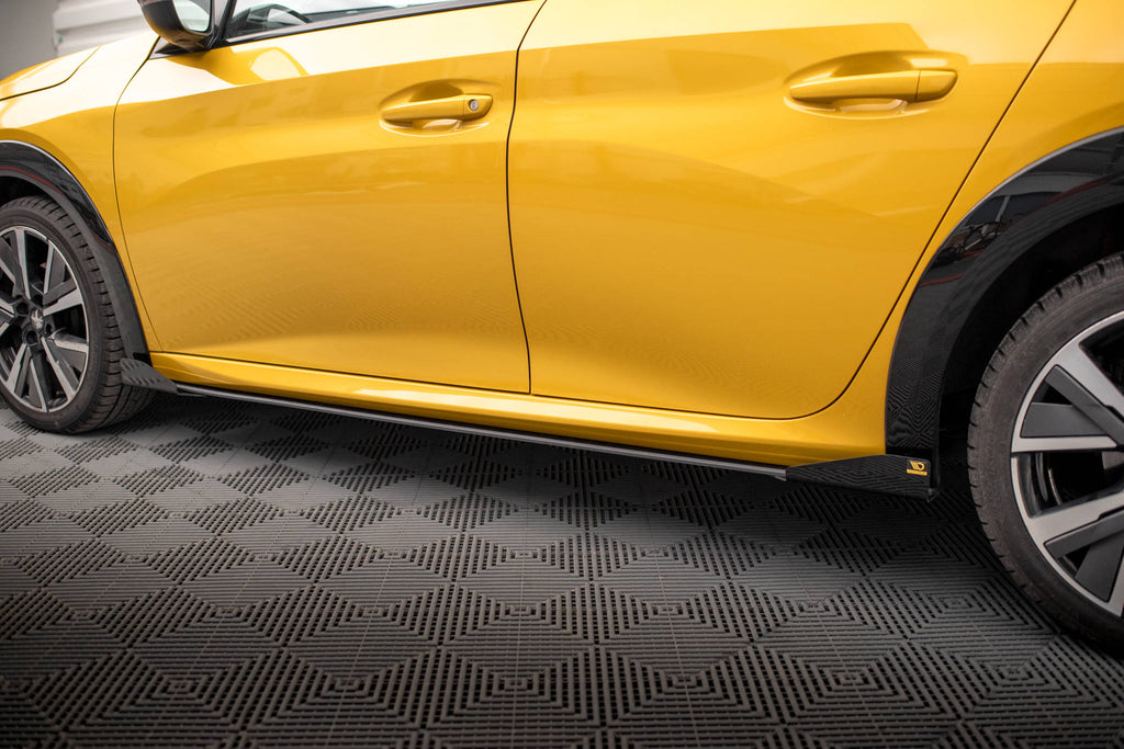 Maxton Design Street Pro Street+ Seitenschweller Leisten + Flaps passend für Peugeot 208 GT Mk2 schwarz Hochglanz