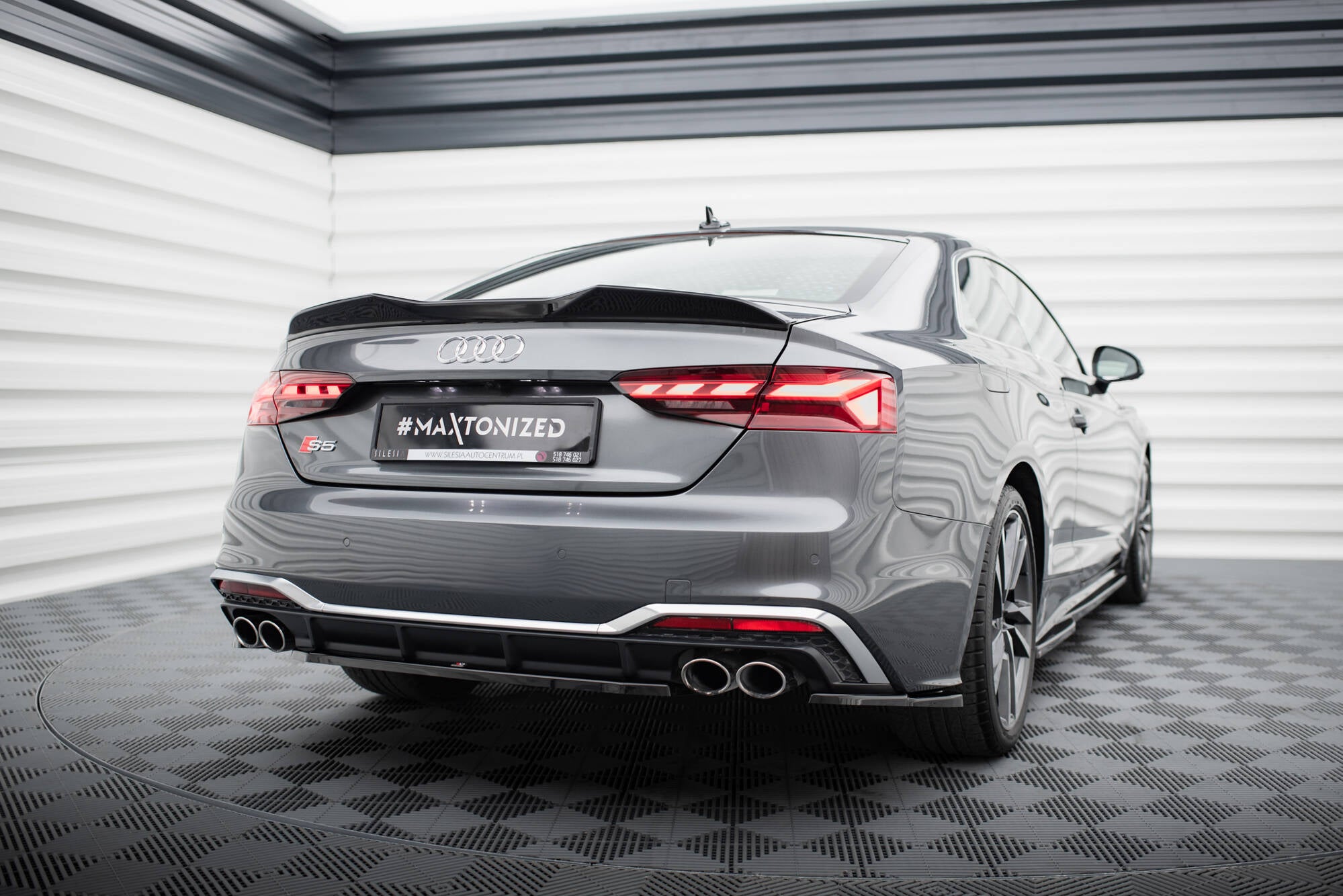 Maxton Design Spoiler CAP 3D passend für Audi S5 Coupe / A5 S-Line / A5 Coupe F5 Facelift schwarz Hochglanz