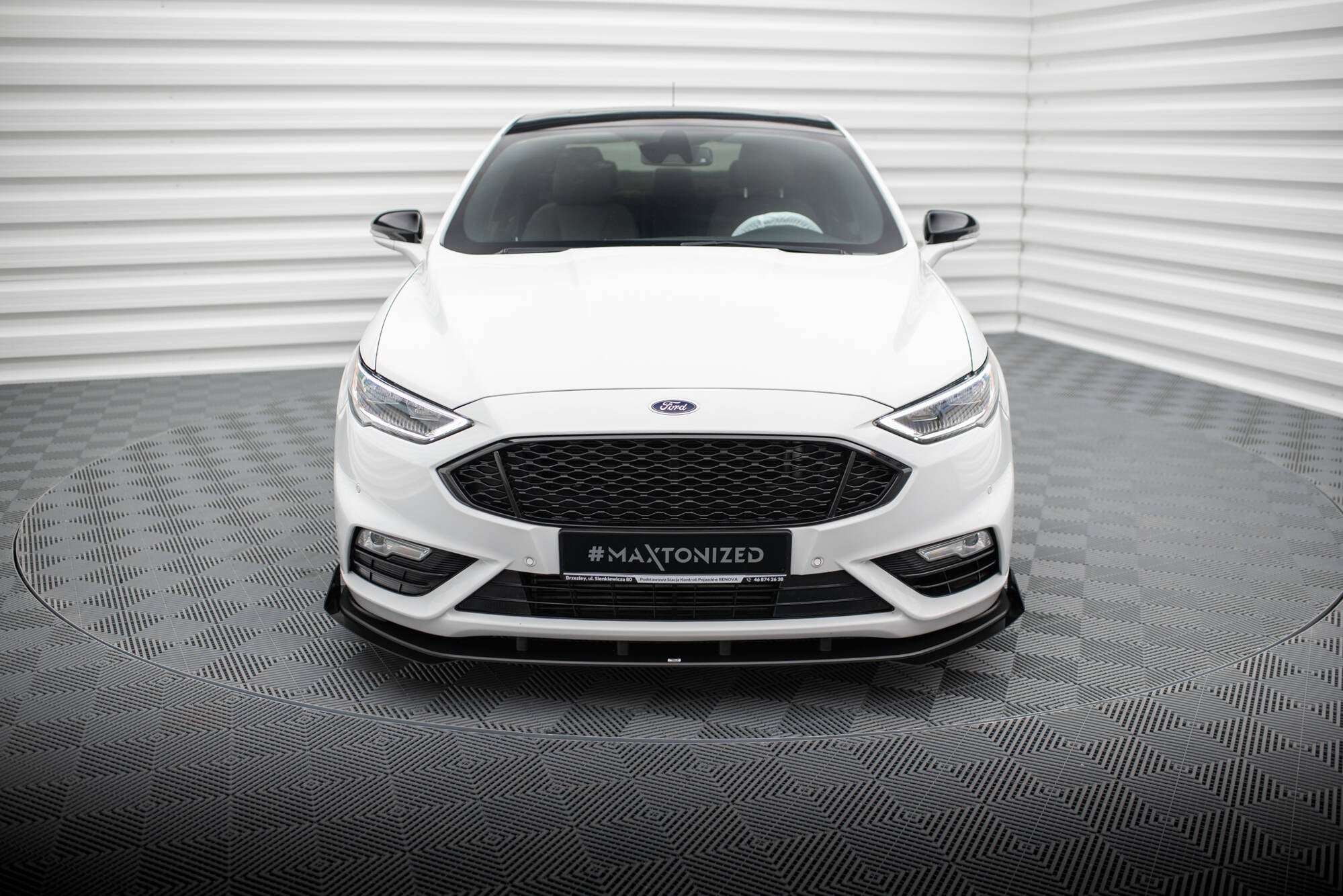 Maxton Design Street Pro Street+ Spoilerlippe Front Ansatz + Flaps passend für Ford Mondeo Sport Mk5 Facelift / Fusion Sport Mk2 Facelift schwarz Hochglanz