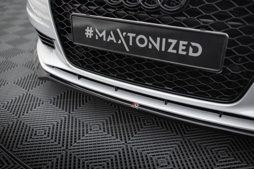 Maxton Design Street+ Spoilerlippe Front Ansatz V.2 passend für Audi A3 Limousine 8V schwarz Hochglanz