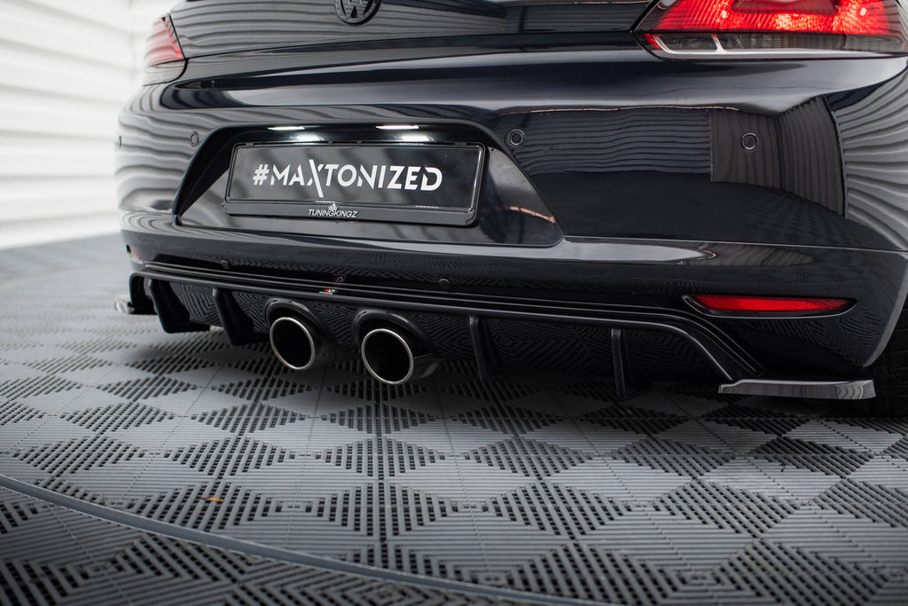 Maxton Design Diffusor Heck Ansatz V.2 passend für VW Scirocco Mk3 (R32 Auspuff) schwarz Hochglanz