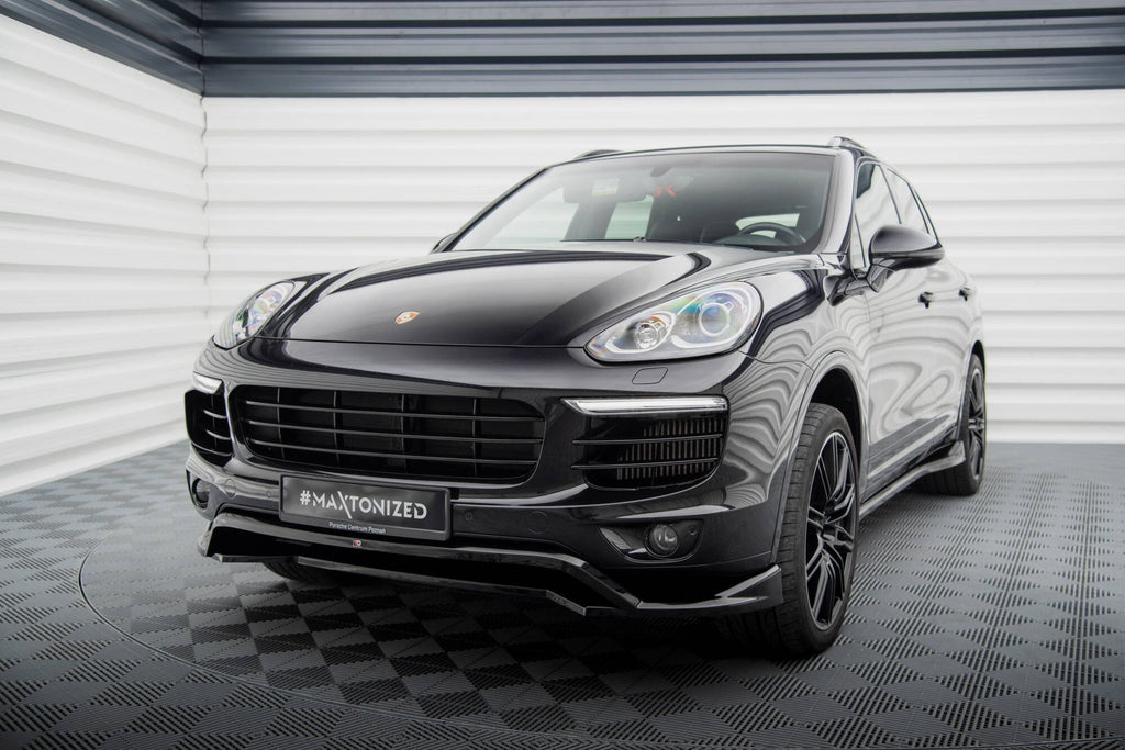Maxton Design Street+ Spoilerlippe Front Ansatz passend für Porsche Cayenne Mk2 Facelift schwarz Hochglanz