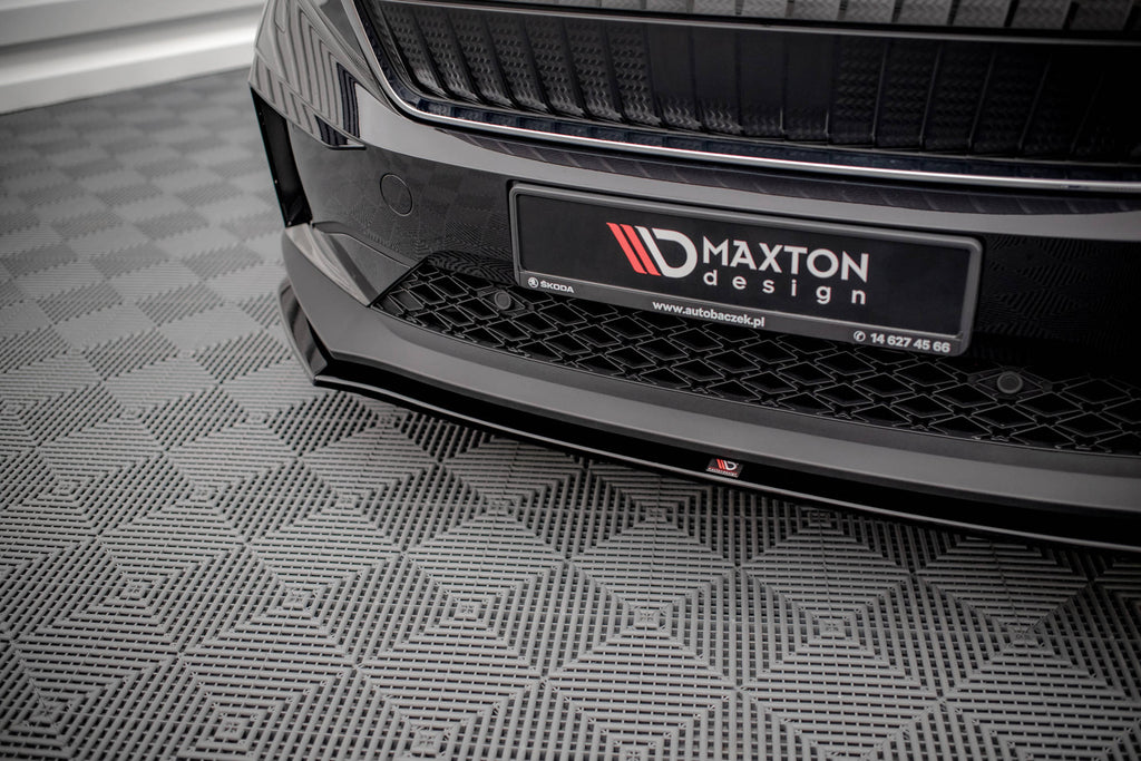 Maxton Design Street+ Spoilerlippe Front Ansatz V.1 passend für Skoda Enyaq iV schwarz Hochglanz