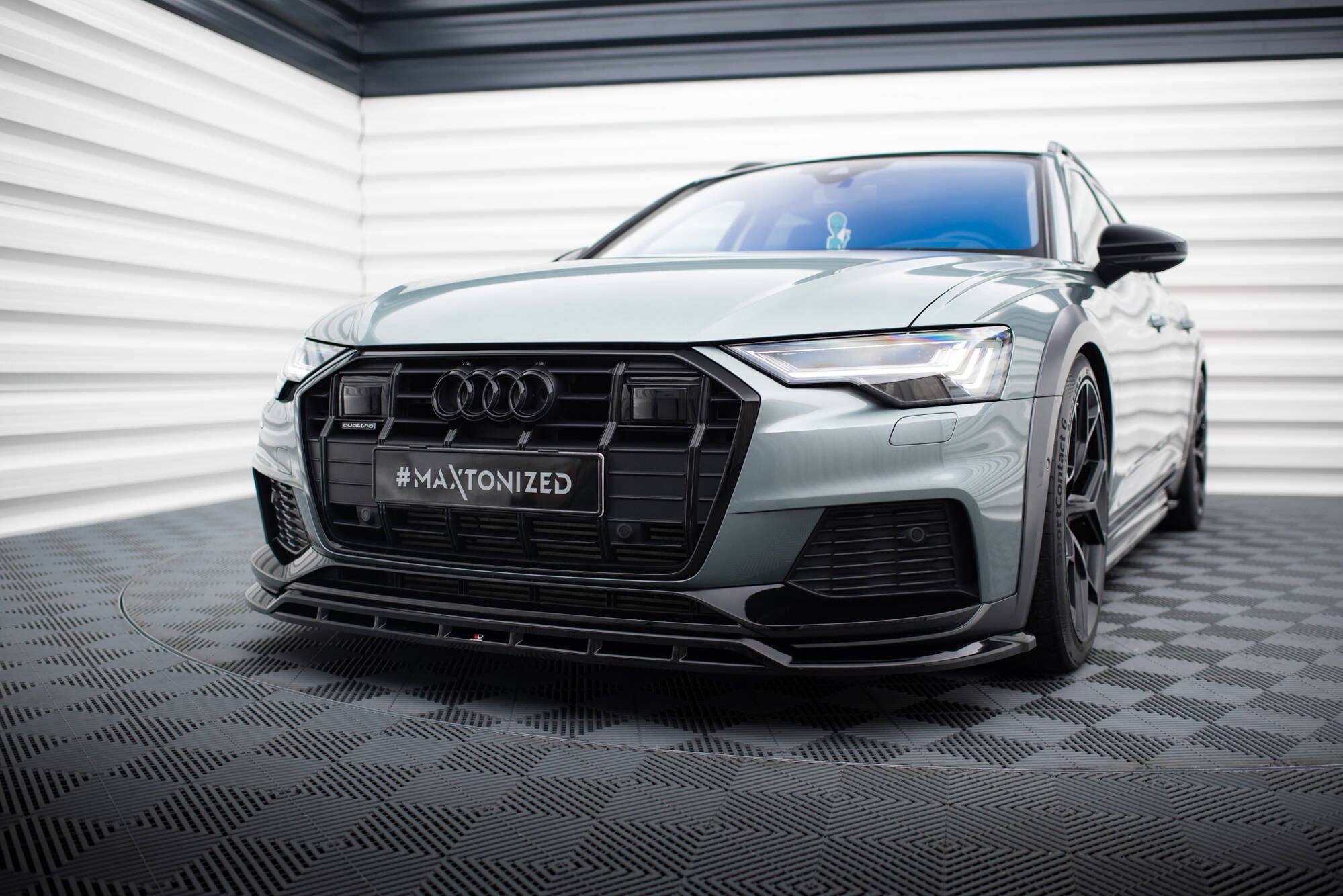 Maxton Design Street+ Spoilerlippe Front Ansatz passend für Audi A6 Allroad C8 schwarz Hochglanz