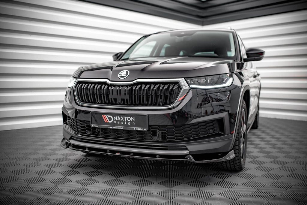 Maxton Design Street+ Spoilerlippe Front Ansatz V.1 passend für Skoda Kodiaq Mk1 Facelift schwarz Hochglanz