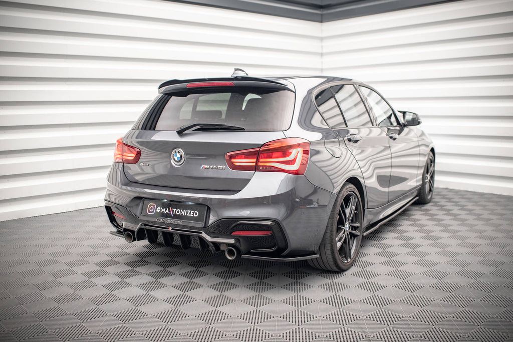 Maxton Design Heck Ansatz Flaps Diffusor passend für BMW 1er F20 Facelift M-power schwarz Hochglanz