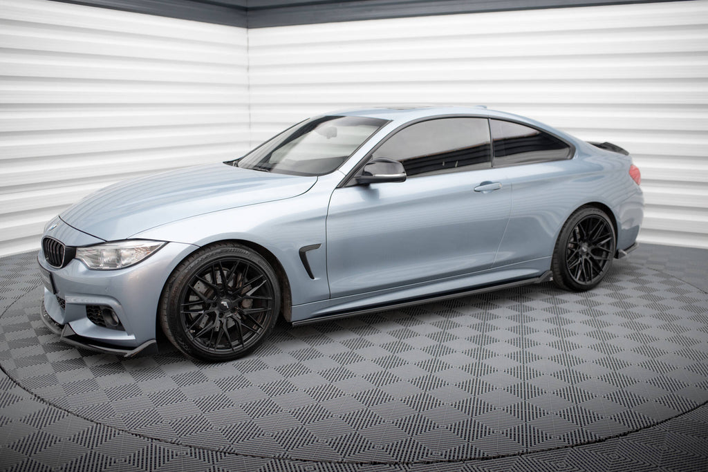 Maxton Design Street+ Seitenschweller Leisten V.2 passend für BMW 4er Coupe / Gran Coupe / Cabrio M-Paket F32 / F36 / F33 schwarz Hochglanz