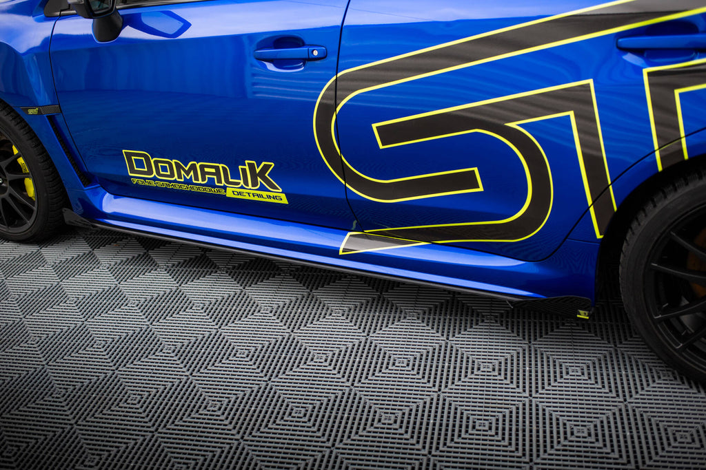 Maxton Design Street Pro Street+ Seitenschweller Leisten + Flaps passend für Subaru WRX STI Mk1 schwarz Hochglanz
