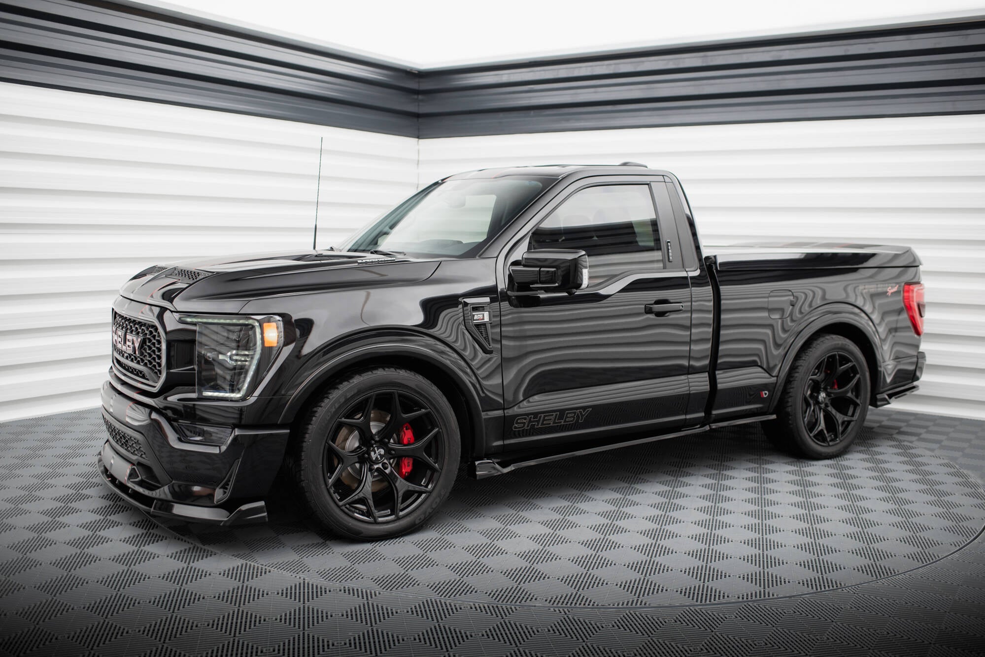Maxton Design Street+ Seitenschweller Leisten Passend für Shelby F150 Super Snake Schwarz Hochglanz