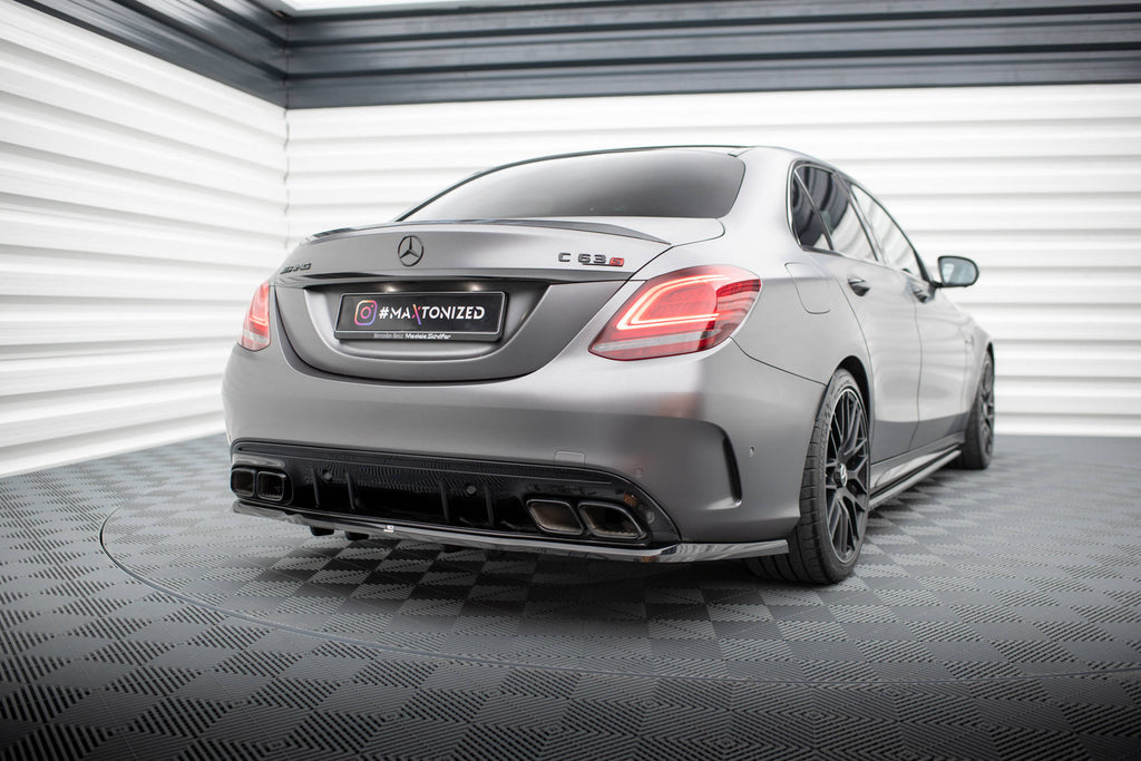 Maxton Design Street+ Mittlerer Diffusor RACE passend für Mercedes-AMG C63 Limousine / Kombi W205 Facelift schwarz Hochglanz