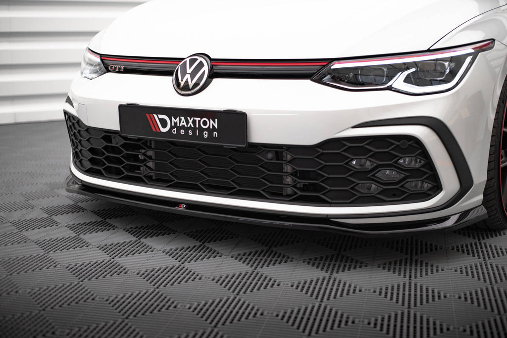 Maxton Design Street+ Spoilerlippe Front Ansatz V.7 passend für VW Golf GTI / GTE / GTD / R-Line Mk8 schwarz Hochglanz