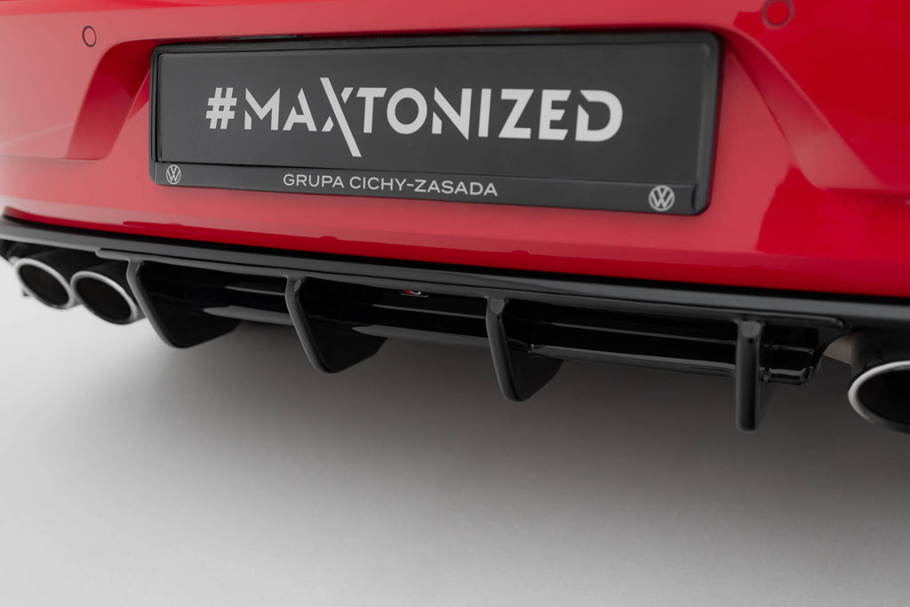 Maxton Design Diffusor Heck Ansatz passend für VW Golf R Hatchback R Mk7 Facelift schwarz Hochglanz