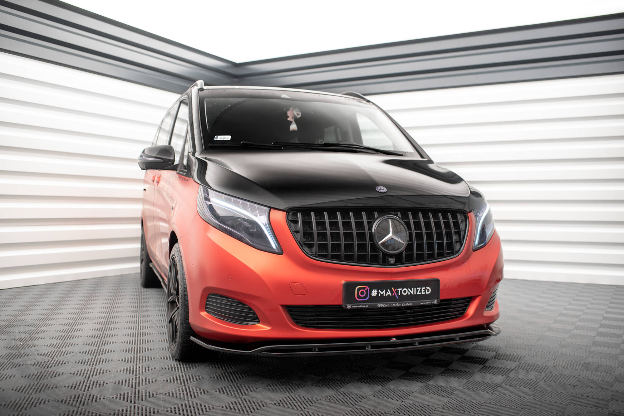 Maxton Design Street+ Spoilerlippe Front Ansatz V.4 passend für Mercedes-Benz V-Klasse W447 schwarz Hochglanz