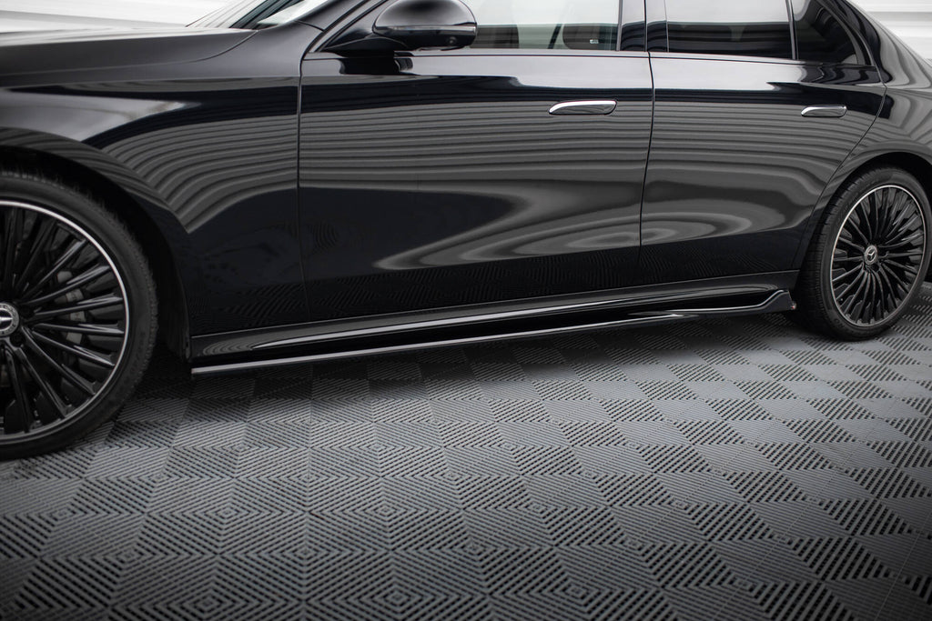 Maxton Design Street+ Seitenschweller Leisten passend für Mercedes-Benz E AMG-Line Limousine / Kombi W214 schwarz Hochglanz