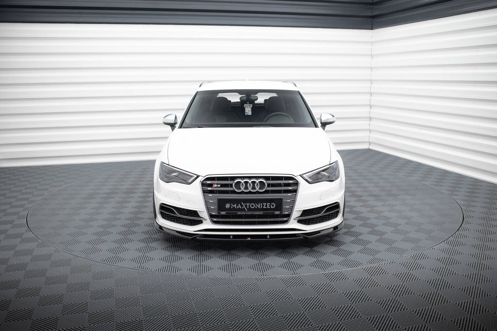 Maxton Design Street+ Spoilerlippe Front Ansatz V.2 passend für Audi S3 / A3 S-Line Sportback / Hatchback 8V schwarz Hochglanz