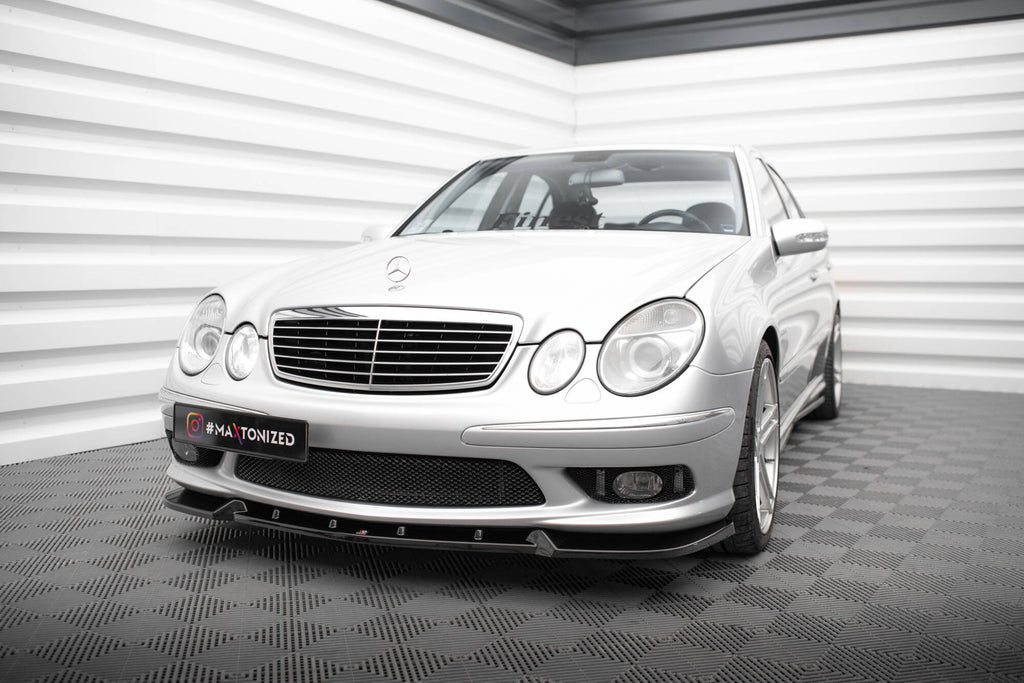 Maxton Design Street+ Spoilerlippe Front Ansatz passend für Mercedes-Benz E 55 AMG W211 schwarz Hochglanz
