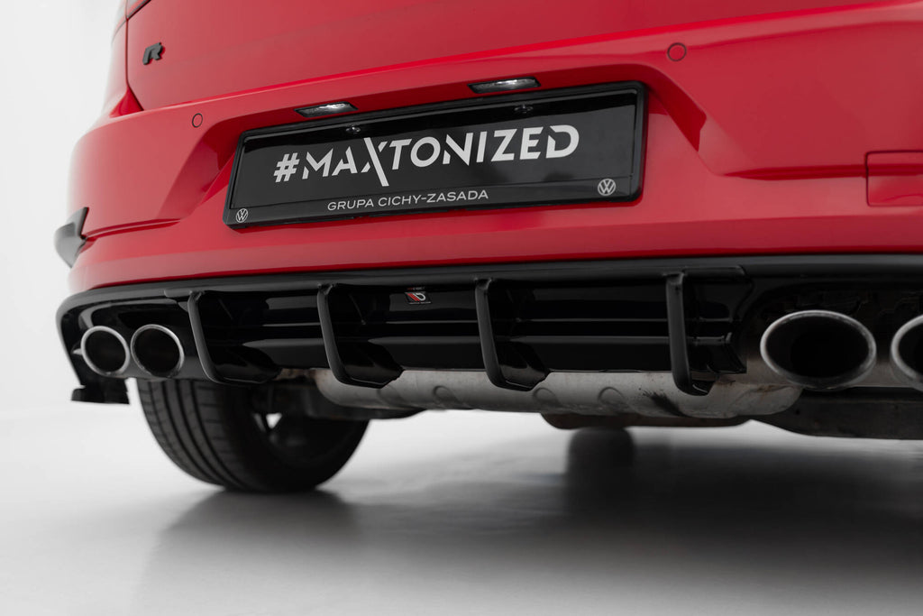 Maxton Design Diffusor Heck Ansatz passend für VW Golf R Hatchback R Mk7 Facelift schwarz Hochglanz
