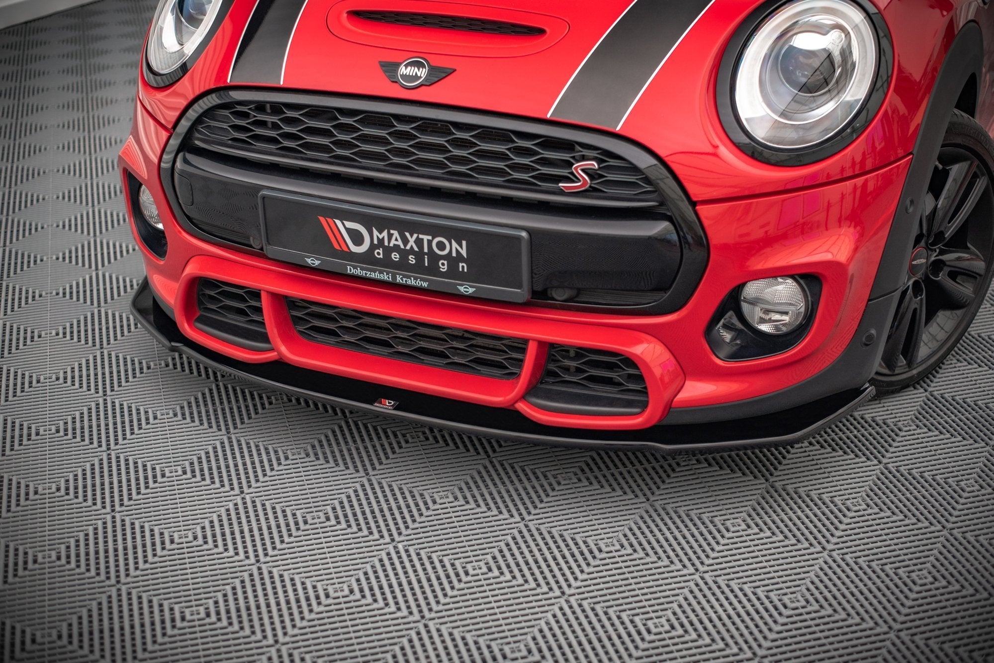 Maxton Design Street+ Spoilerlippe Front Ansatz passend für Mini Cooper S John Cooper Works F56 schwarz Hochglanz