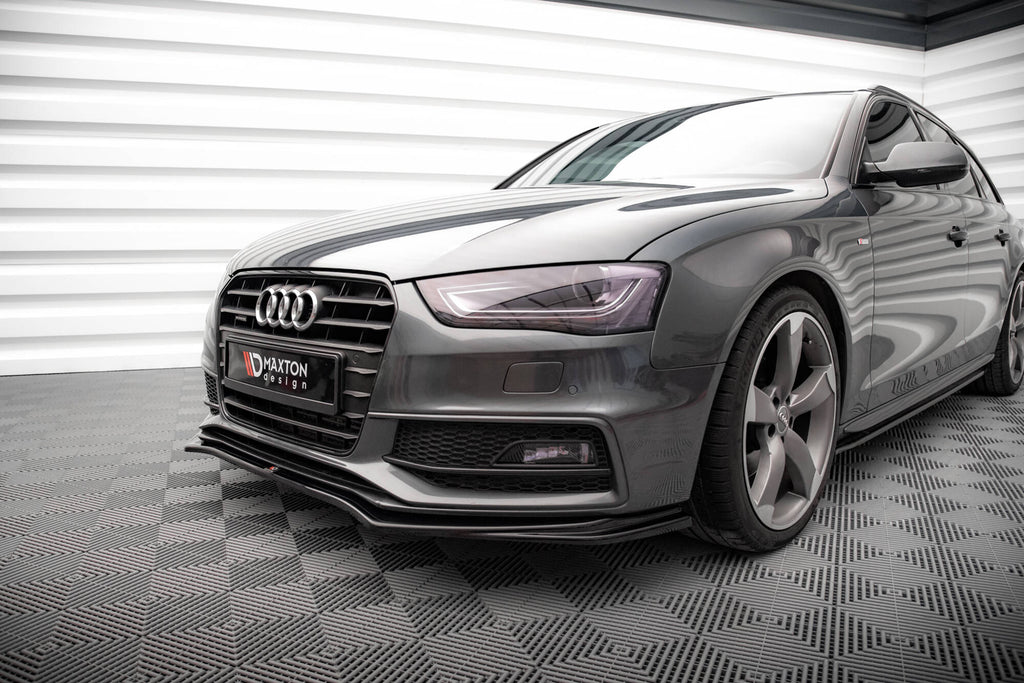 Maxton Design Street+ Spoilerlippe Front Ansatz V.4 passend für Audi A4 S-Line / S4 B8 Facelift schwarz Hochglanz