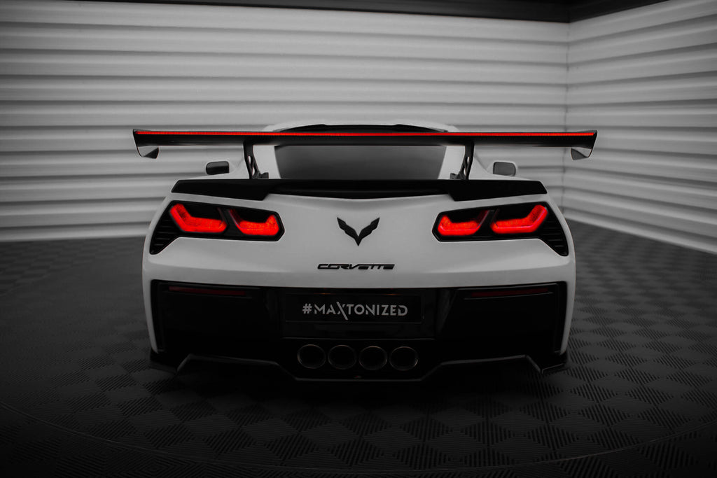 Maxton Design Carbon Spoiler With Internal Brackets Uprights + LED Chevrolet Corvette Stingray / Grand Sport C7 für Chevrolet Corvette C7