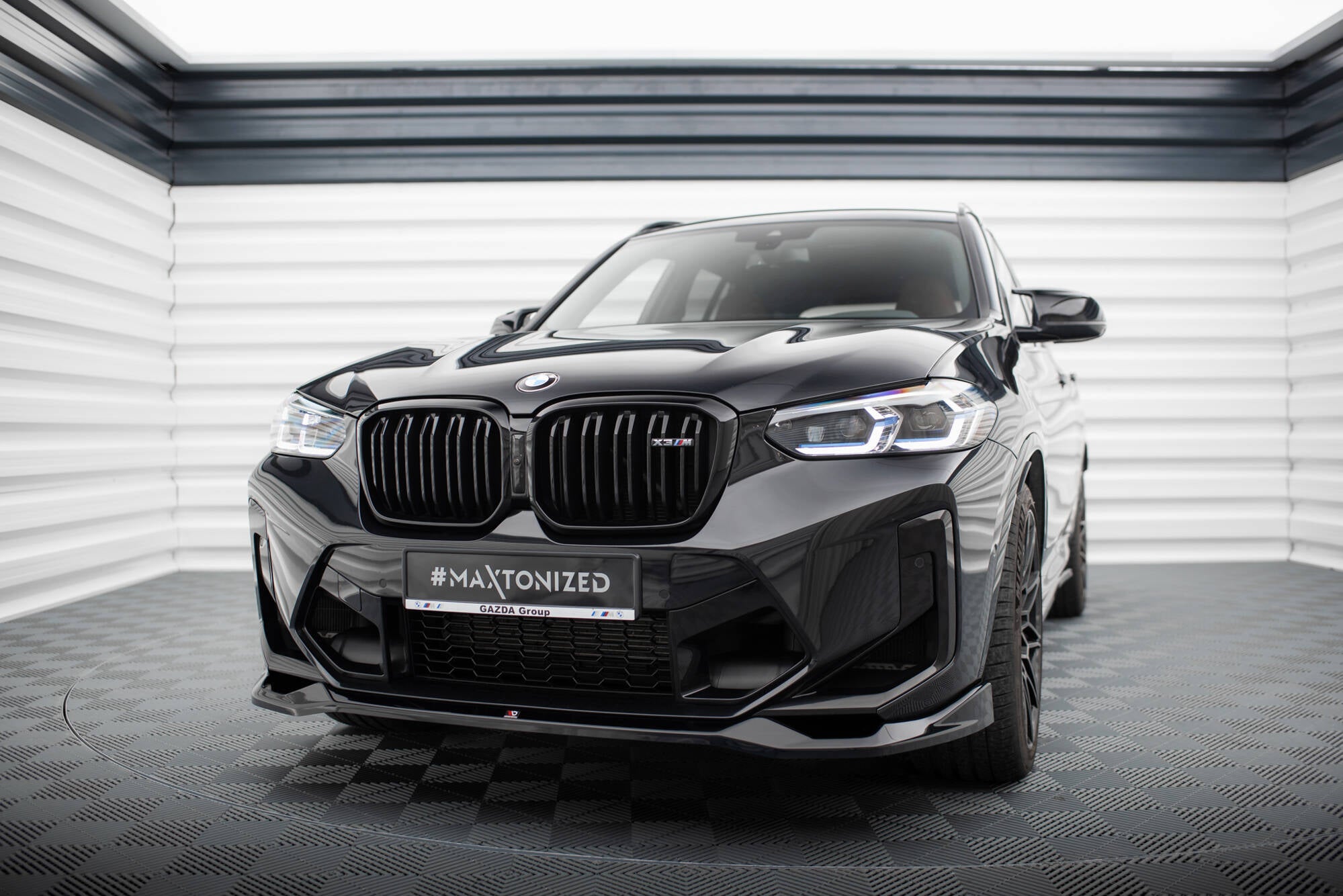 Maxton Design Street+ Spoilerlippe Front Ansatz V.2 passend für BMW X3 M F97 Facelift schwarz Hochglanz