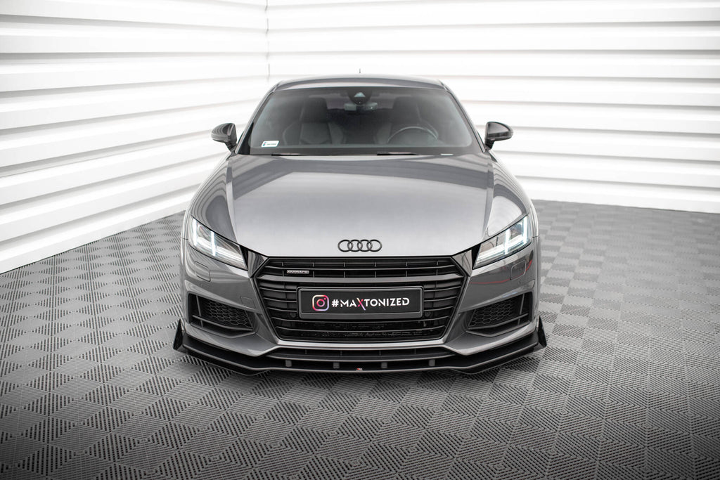 Maxton Design Street Pro Street+ Spoilerlippe Front Ansatz + Flaps passend für Audi TT S / S-Line 8S schwarz Hochglanz