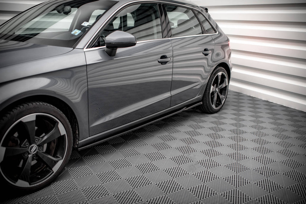 Maxton Design Street+ Seitenschweller Leisten passend für Audi A3 Sportback 8V schwarz Hochglanz
