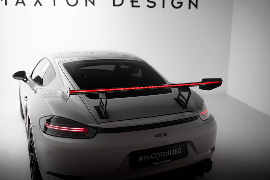 Maxton Design Carbon Spoiler With Internal Brackets Uprights V.2 + LED Porsche 718 Cayman 982c für Porsche Cayman 982c