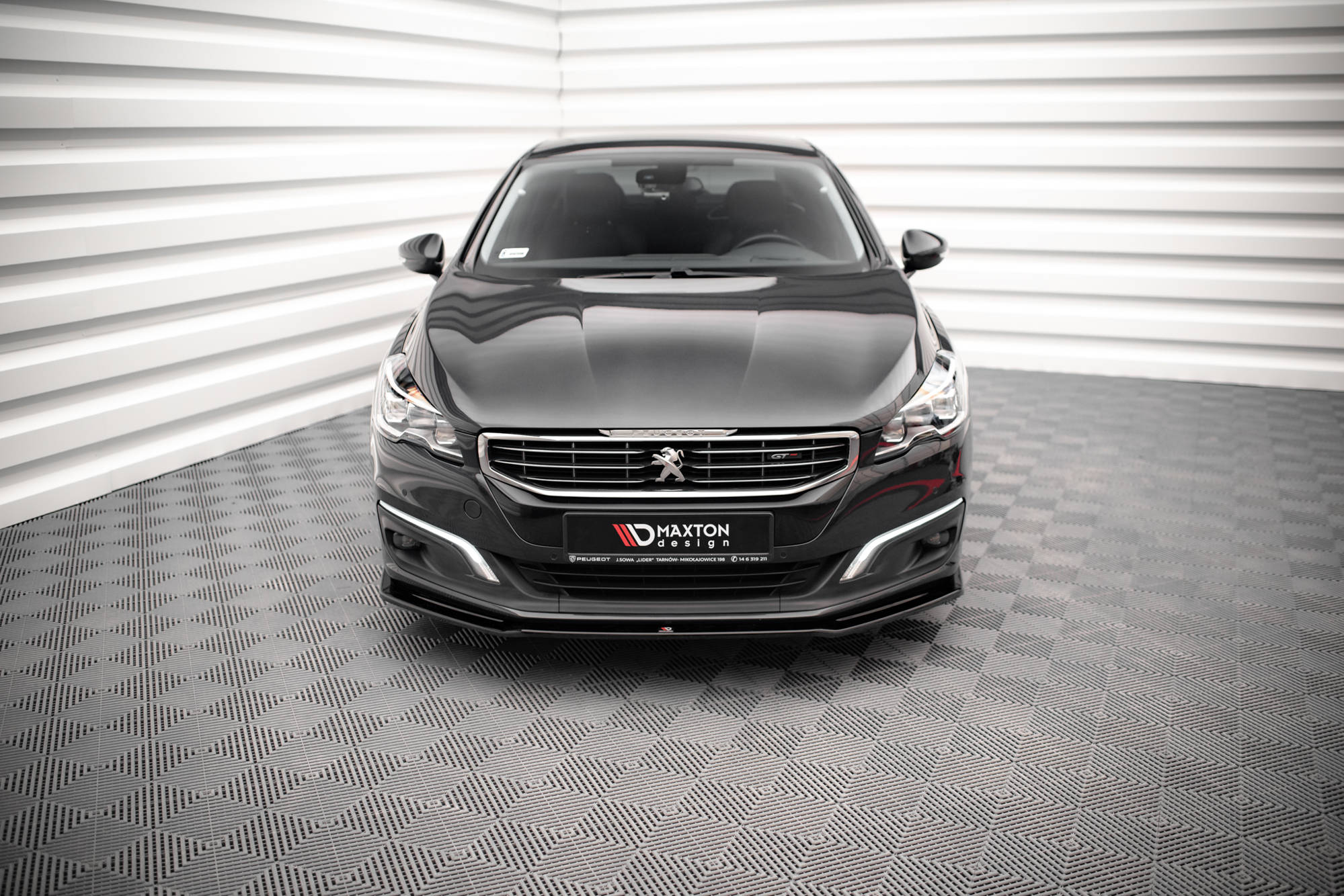 Maxton Design Street+ Spoilerlippe Front Ansatz V.2 passend für Peugeot 508 GT Mk1 Facelift schwarz Hochglanz