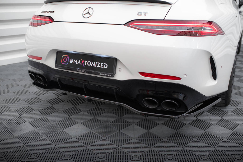 Maxton Design Street+ Mittlerer Diffusor RACE passend für Mercedes-AMG GT 43 4 Door Coupe V8 Styling Package X290 schwarz Hochglanz
