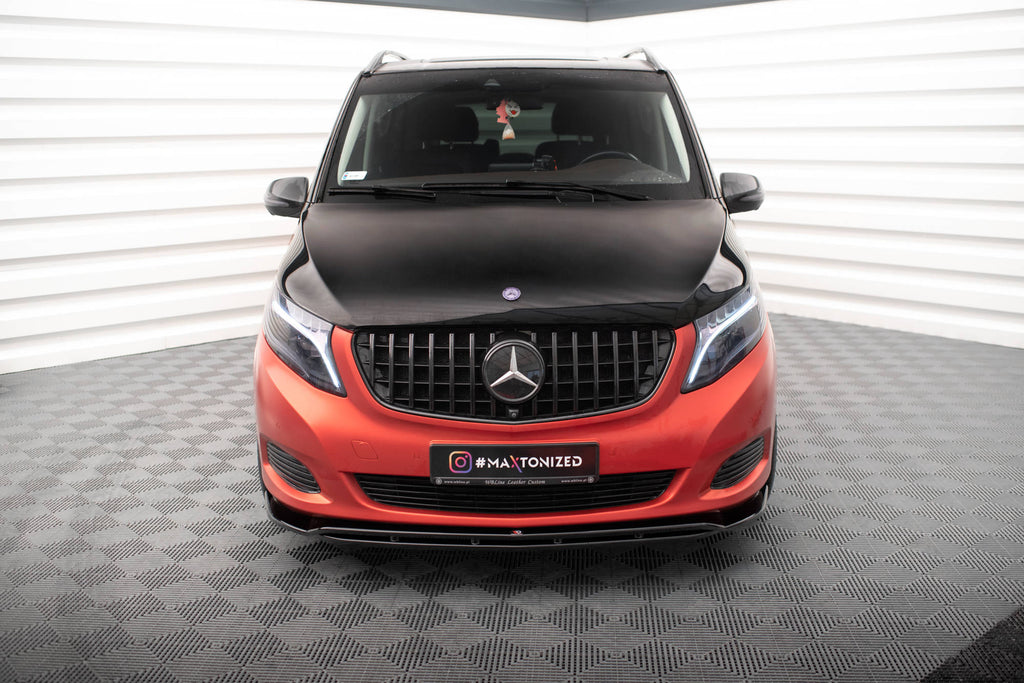 Maxton Design Street+ Spoilerlippe Front Ansatz V.4 passend für Mercedes-Benz V-Klasse W447 schwarz Hochglanz