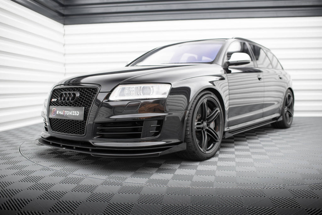 Maxton Design Front Stoßstange Flaps passend für Audi RS6 Avant C6 schwarz Hochglanz