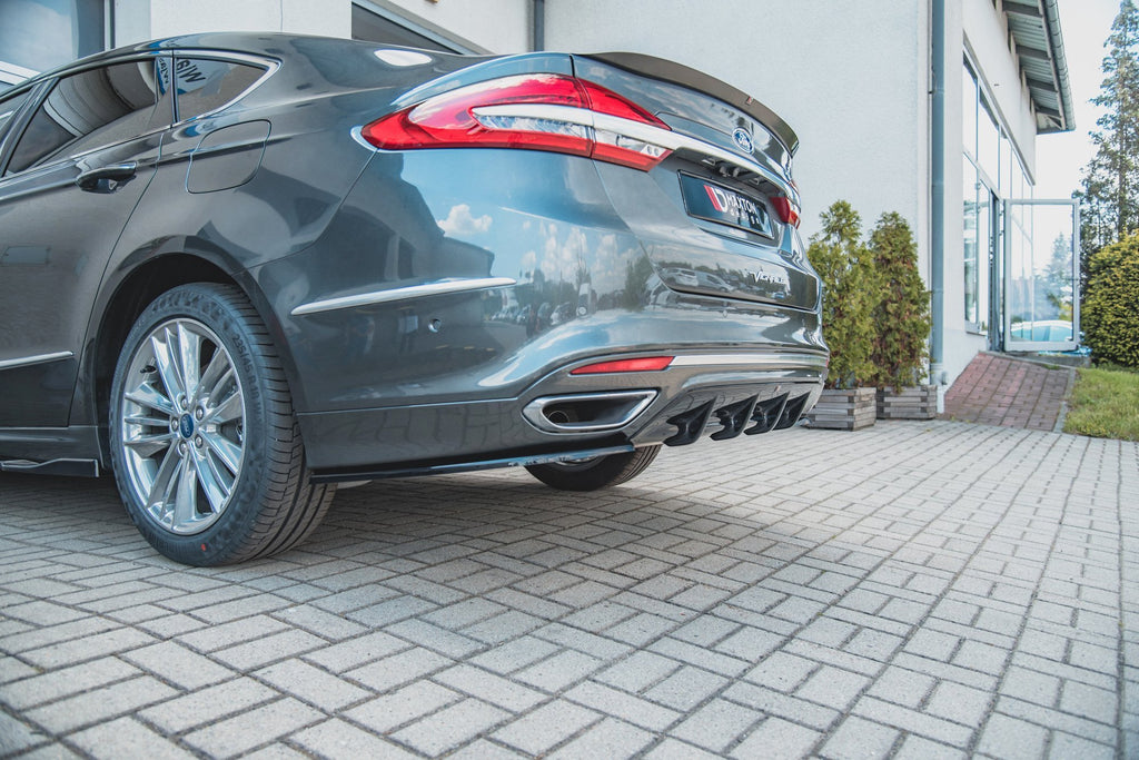 Maxton Design Diffusor Heck Ansatz passend für Ford Mondeo Vignale Mk5 Facelift schwarz Hochglanz