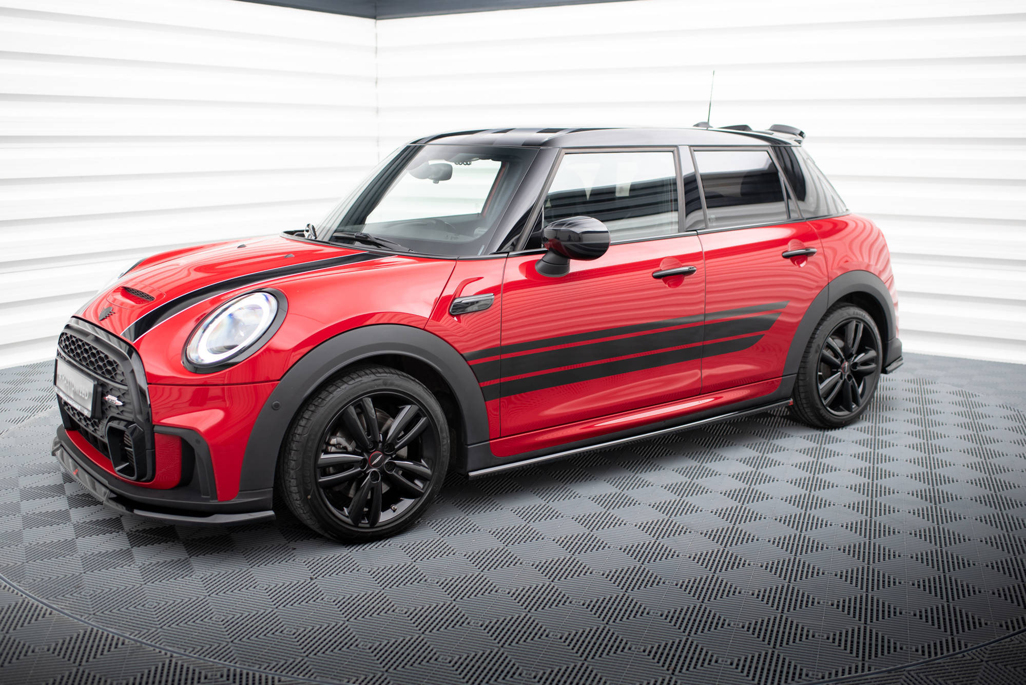 Maxton Design Street+ Seitenschweller Leisten passend für Mini Cooper S John Cooper Works F55 Facelift schwarz Hochglanz