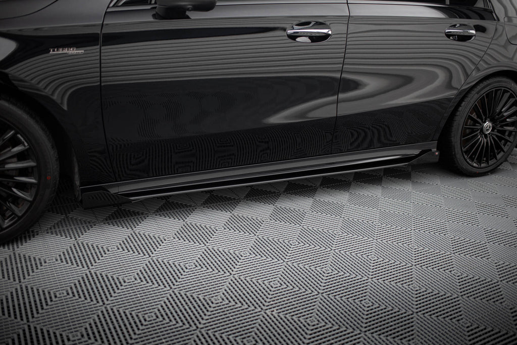 Maxton Design Seitenschweller Flaps passend für Mercedes-AMG A35 W177 Facelift schwarz Hochglanz