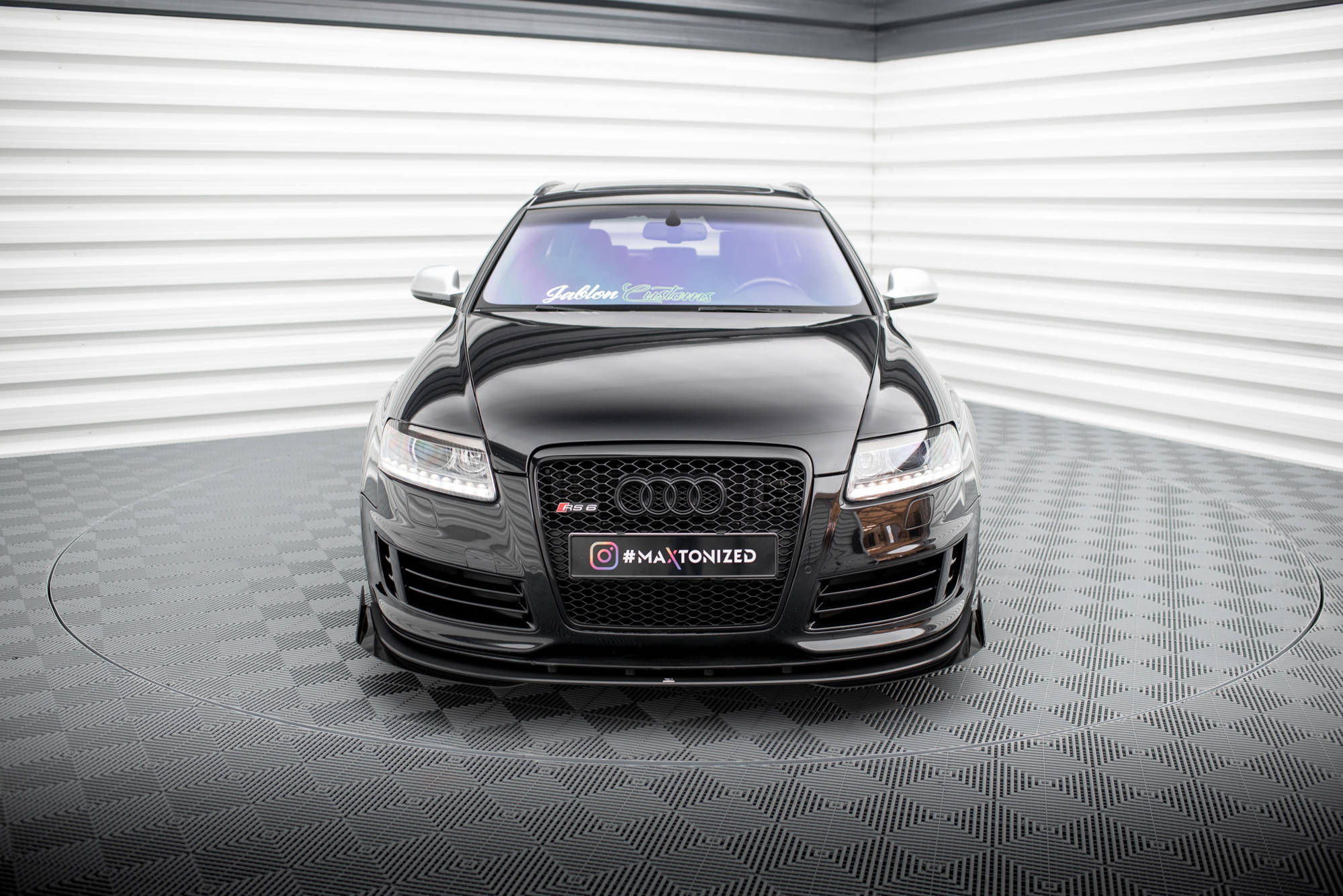 Maxton Design Street Pro Street+ Spoilerlippe Front Ansatz + Flaps passend für Audi RS6 Avant C6 schwarz Hochglanz