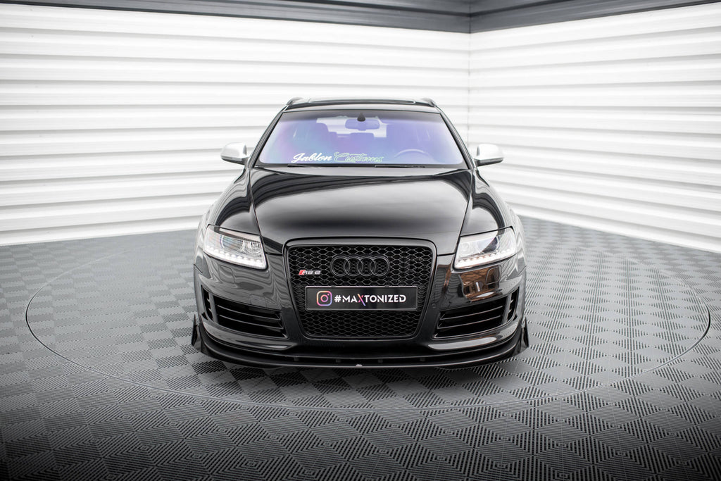 Maxton Design Street Pro Street+ Spoilerlippe Front Ansatz + Flaps passend für Audi RS6 Avant C6 schwarz Hochglanz