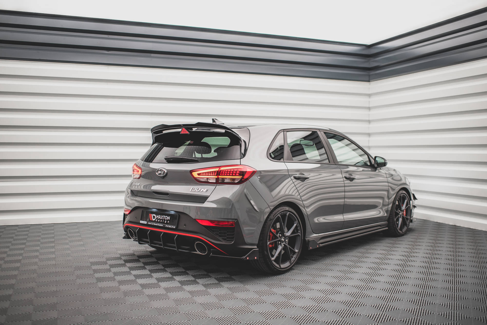 Maxton Design Heck Ansatz Flaps Diffusor V.1 + Flaps passend für Hyundai I30 N Hatchback Mk3 Facelift
