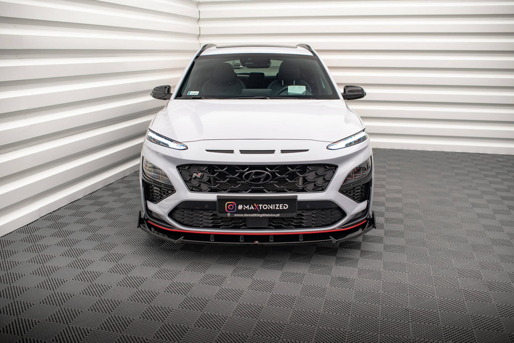 Maxton Design Street+ Spoilerlippe Front Ansatz V.2 + Flaps passend für Hyundai Kona N Mk1