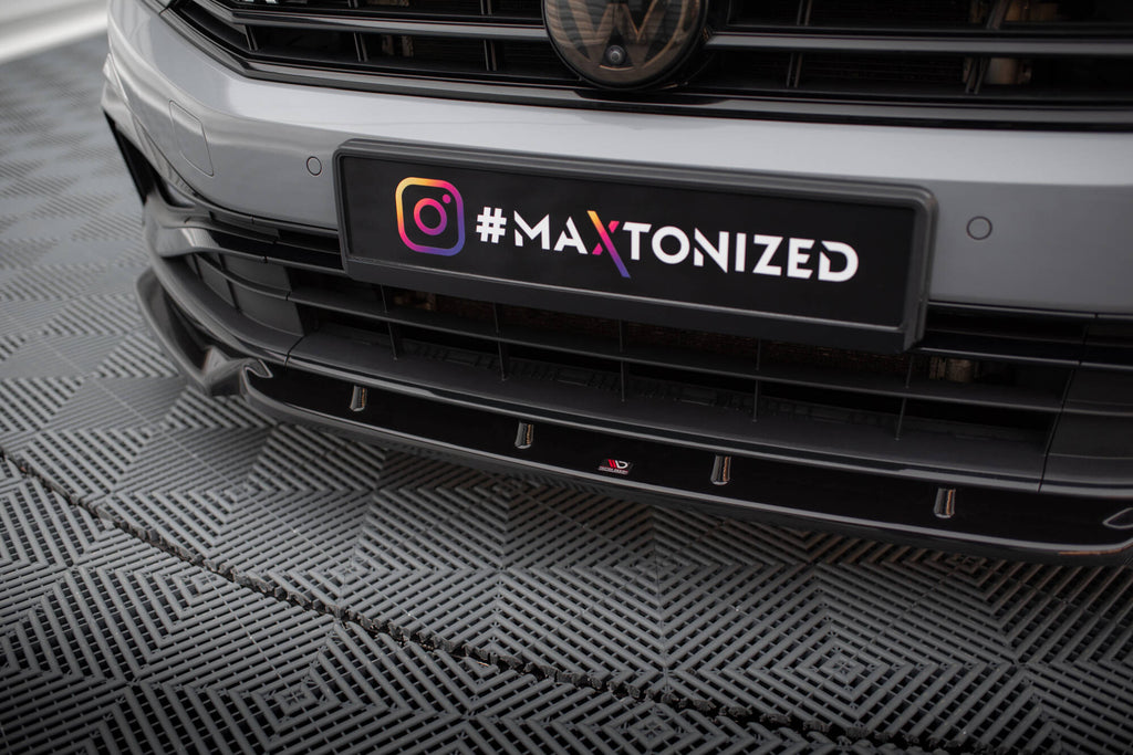 Maxton Design Street+ Spoilerlippe Front Ansatz V.1 passend für VW Passat R-Line B8 Facelift schwarz Hochglanz