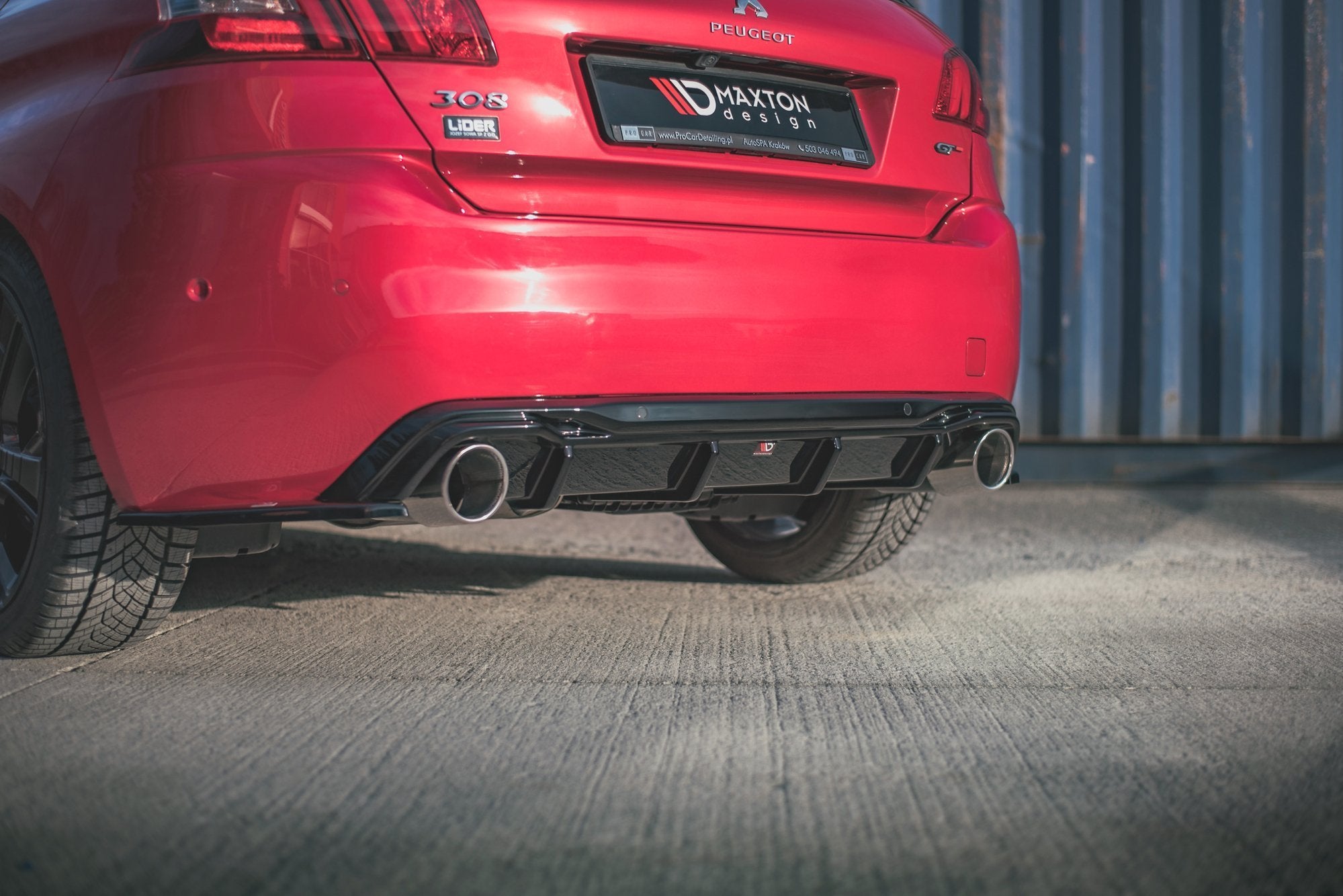 Maxton Design Heck Ansatz Flaps Diffusor passend für Peugeot 308 GT Mk2 Facelift schwarz Hochglanz