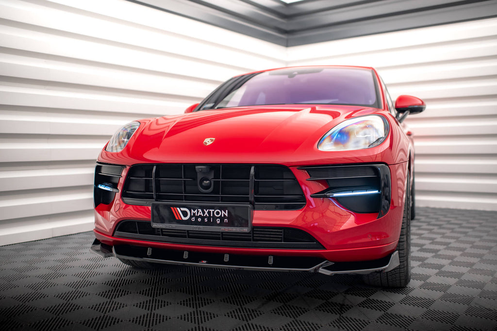 Maxton Design Street+ Spoilerlippe Front Ansatz V.1 passend für Porsche Macan GTS / Sport Design Mk1 Facelift schwarz Hochglanz