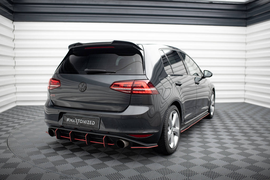 Maxton Design Spoiler CAP 3D passend für VW Golf R / R-Line / GTI / GTD Mk7 / Mk7 Facelift schwarz Hochglanz