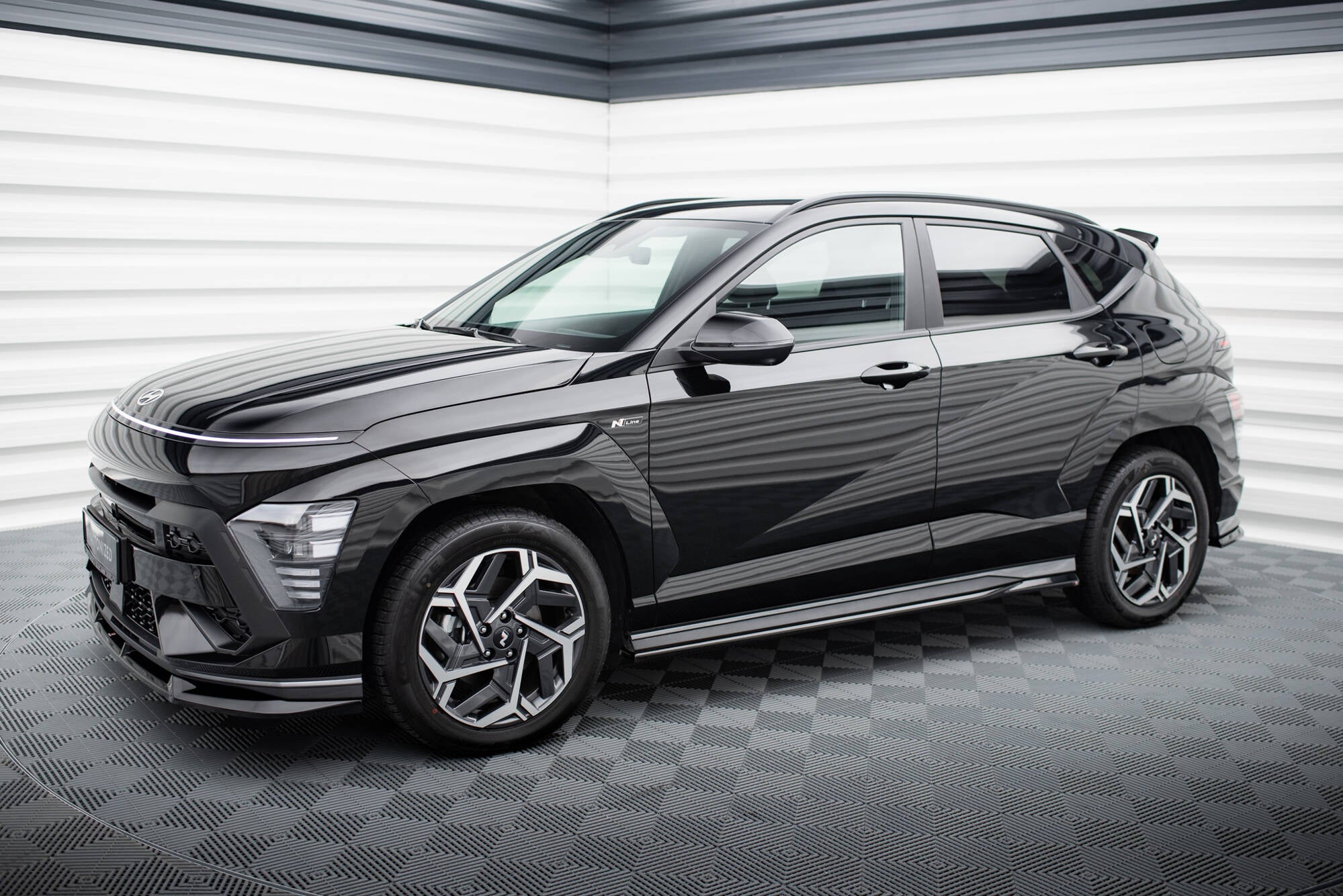 Maxton Design Street+ Seitenschweller Leisten passend für Hyundai Kona N-line Mk2 schwarz Hochglanz