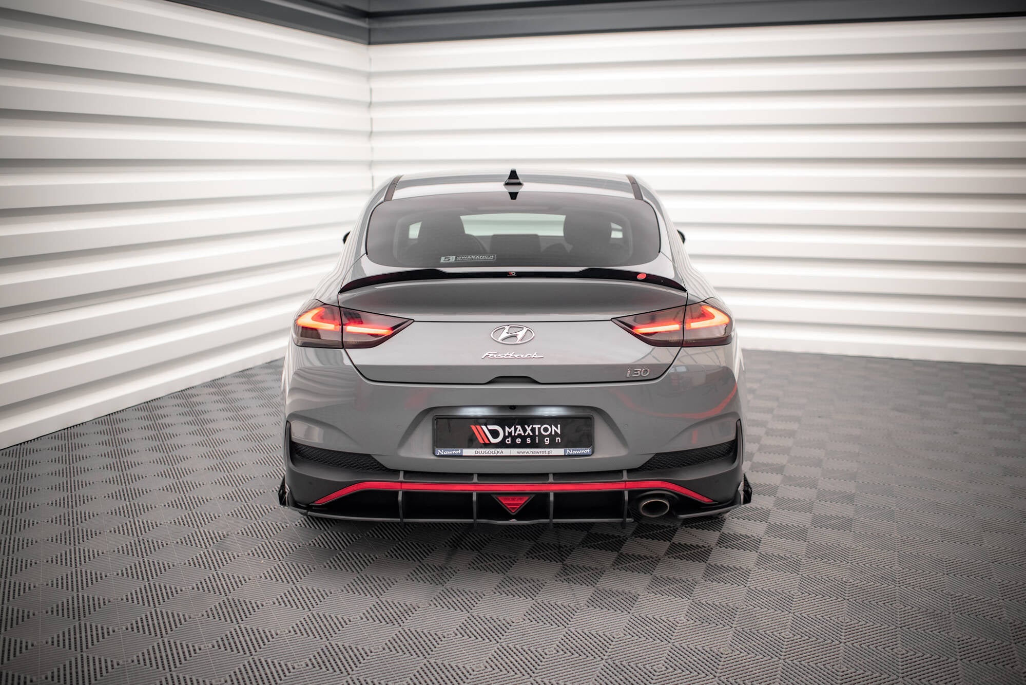 Maxton Design Street Pro Heck Ansatz Flaps Diffusor + Flaps passend für Hyundai I30 Fastback N-Line Mk3 Facelift schwarz Hochglanz