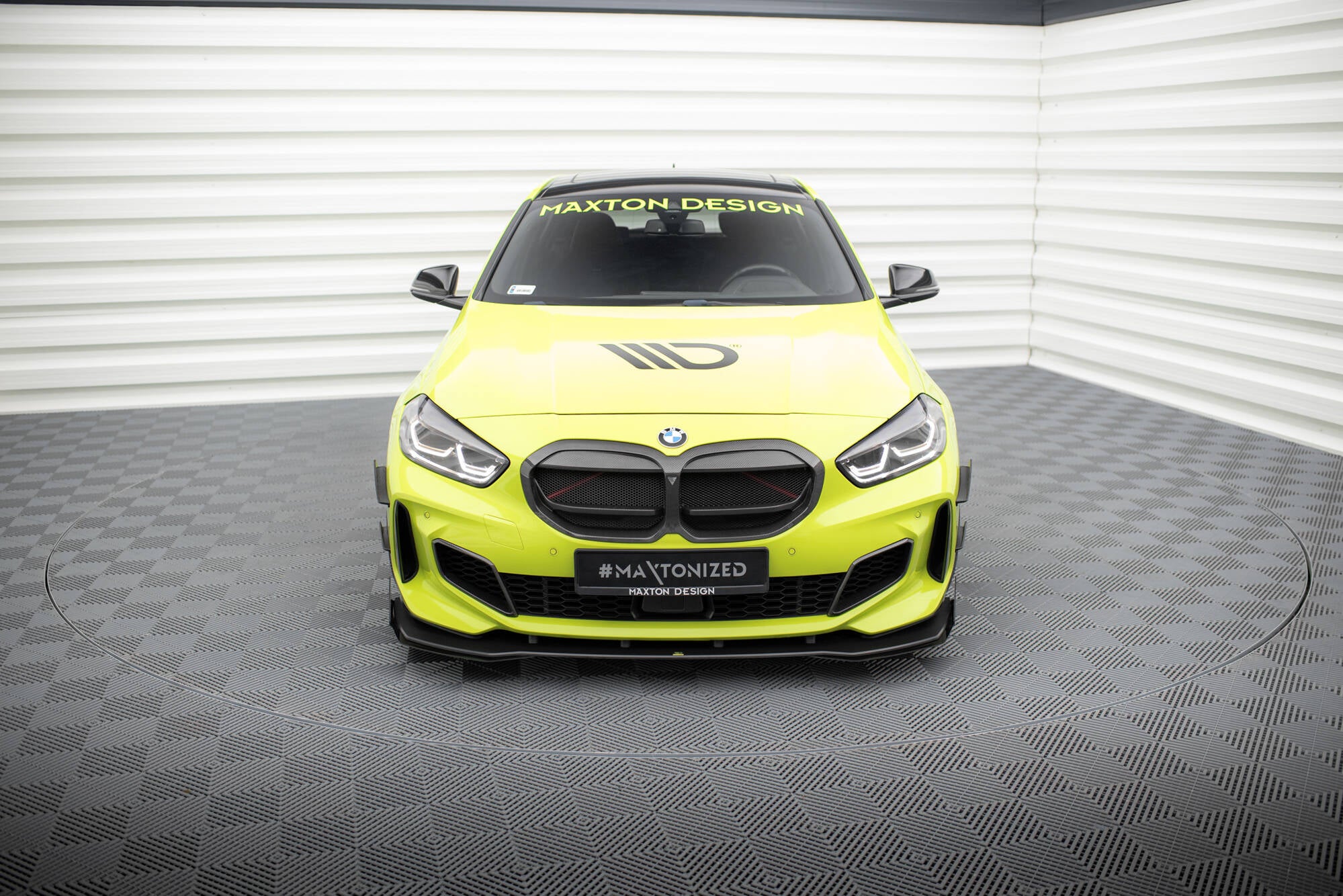 Maxton Design Street Pro Street+ Spoilerlippe Front Ansatz + Flaps passend für BMW 1er M-Paket / M135i / 128ti F40 schwarz Hochglanz