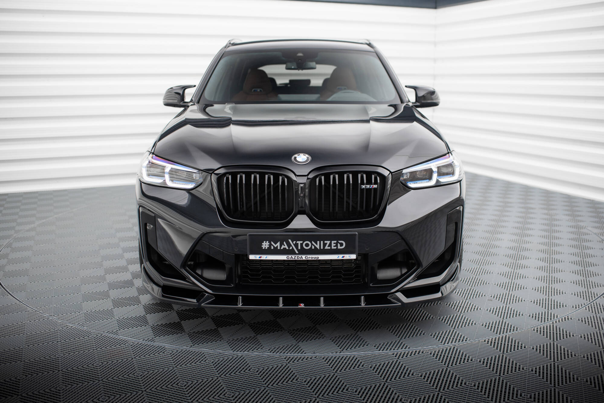 Maxton Design Street+ Spoilerlippe Front Ansatz V.1 passend für BMW X3 M F97 Facelift schwarz Hochglanz