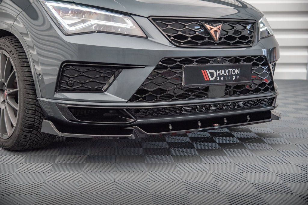 Maxton Design Street+ Spoilerlippe Front Ansatz V.1 passend für Cupra Ateca Mk1 schwarz Hochglanz