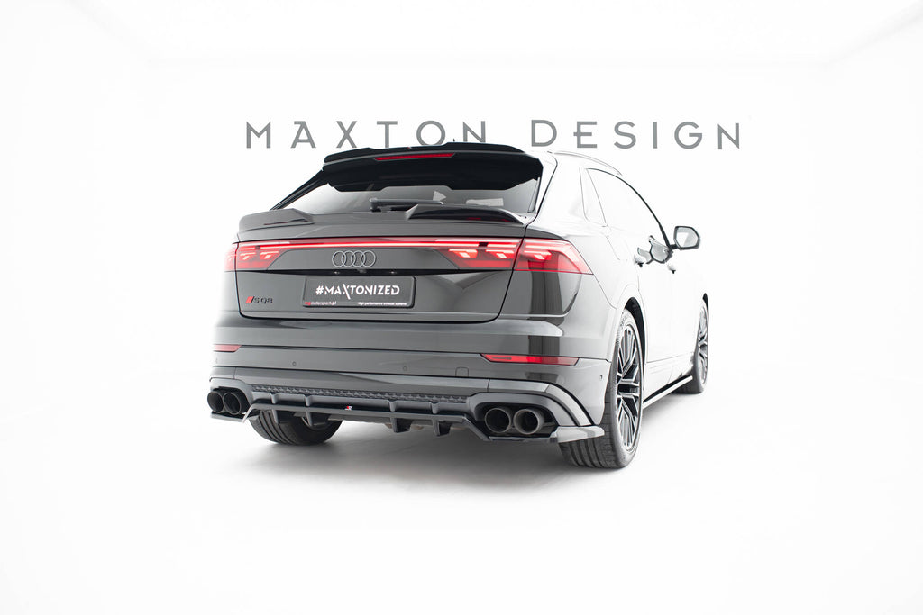 Maxton Design Street+ Mittlerer Diffusor RACE V.2 passend für Audi SQ8 / Q8 S-Line Mk1 Facelift schwarz Hochglanz